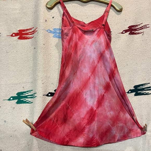josie NATORI Robe + Slip Red Tye-Dye 100% Silk BEADED NWOT Small - Boho Couture - Picture 9 of 15